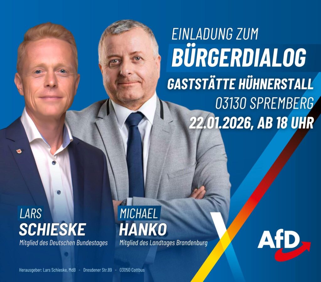 Bürgerdialog in Spremberg am 22.01.2026 um 18:00